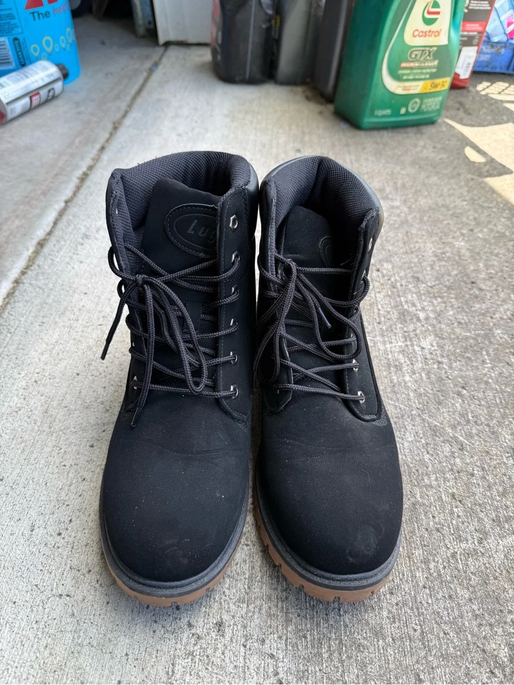 Lugz Black Lace-Up Ankle Boots with Brown Sole near new
